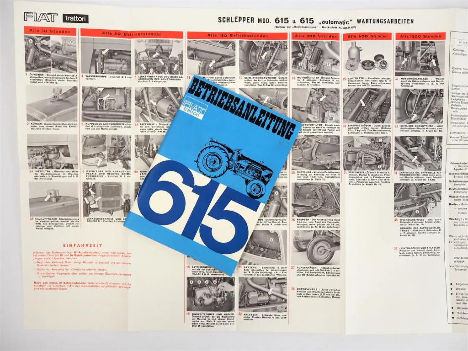 Fiat 615 und Automatic Betriebsanleitung 1965 mit Schmierplan Wartungsplan