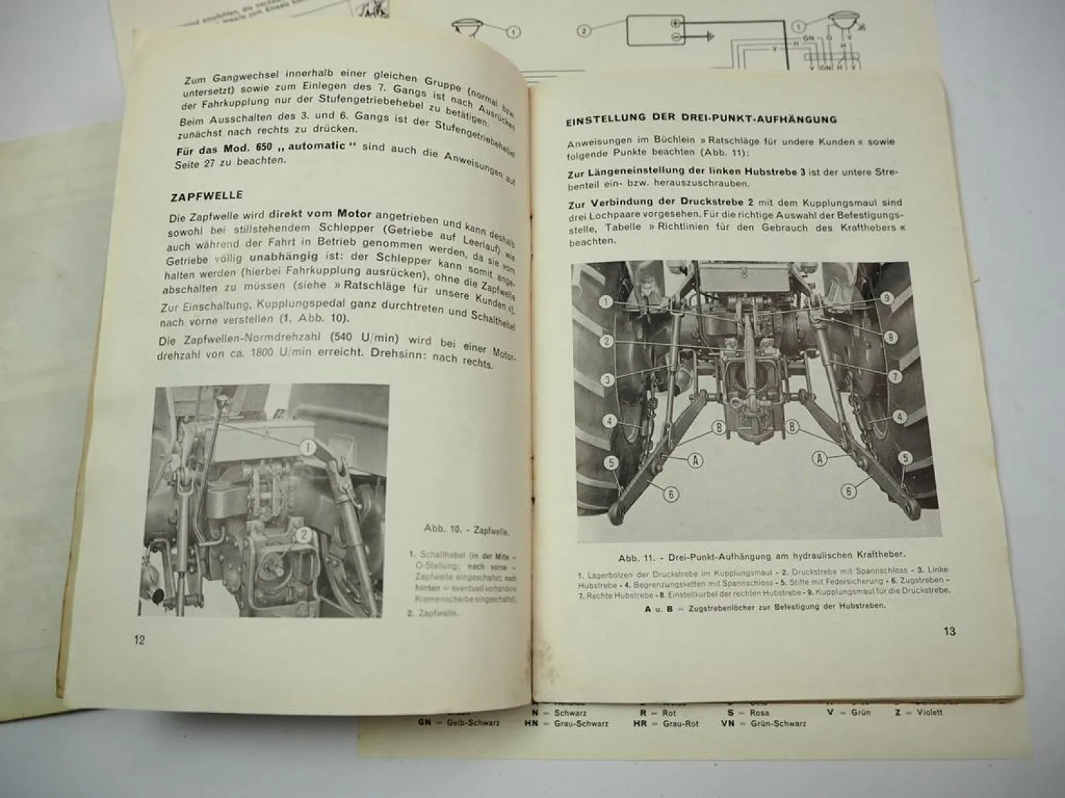 Fiat 650 + automatic Traktor Betriebsanleitung Bedienung Wartung Schaltplan Elektrik