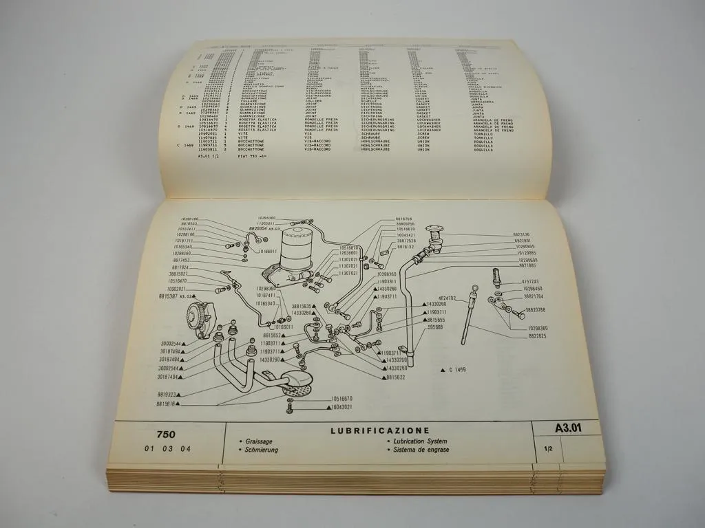 Fiat 750 Traktor Ersatzteilkatalog Catalogo Parti di Ricambio Parts List 1969