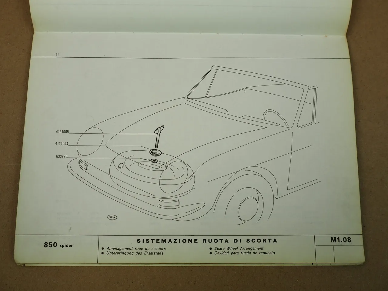 Fiat 850 Spider Ersatzteilkatalog Karosserie Parti di Ricambio 1967