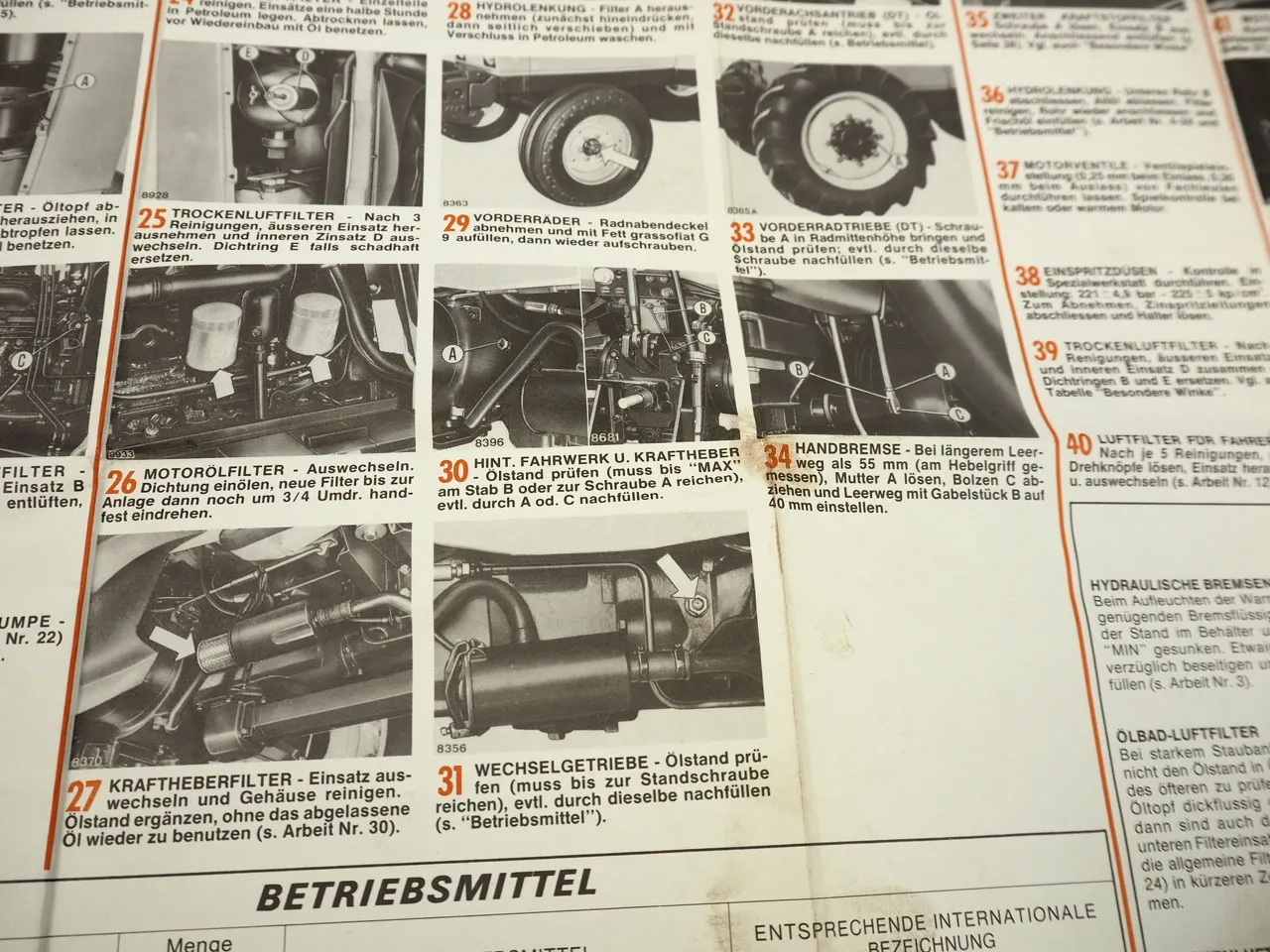 Fiat 980 980DT trattori Traktor Wartungsplan Schmierplan 1979