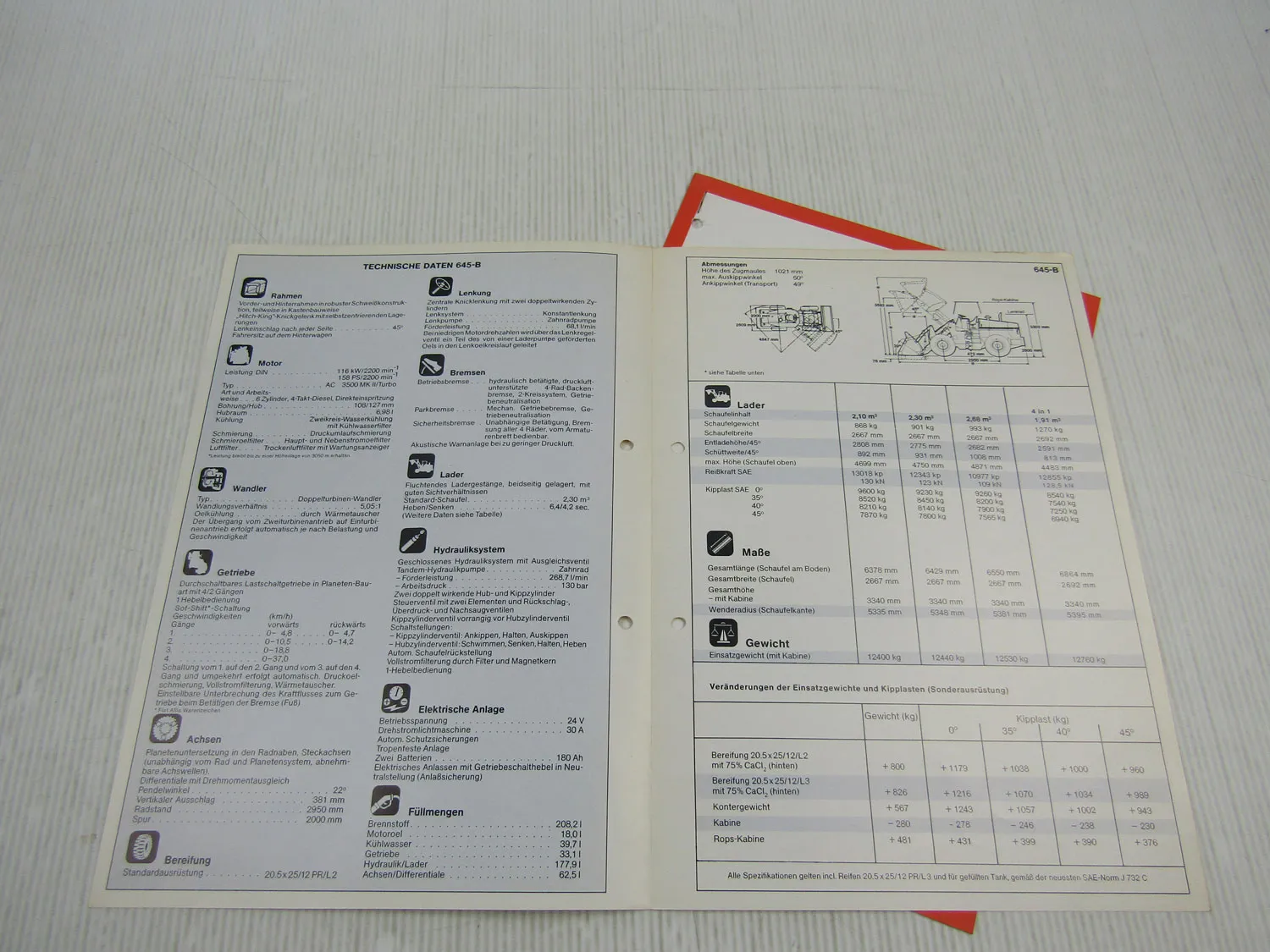 Fiat Allis 645B Schaufellader Prospekt Angebot 1975/79