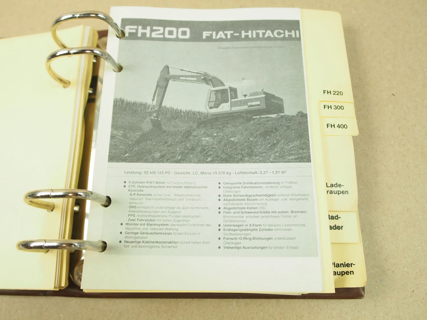 Fiat Allis Baumaschinen Produktinformationen technische Daten 1988