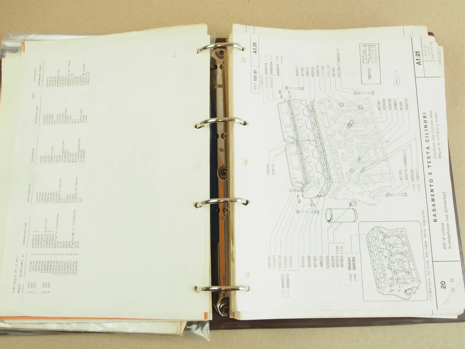 Fiat-Allis Fiatallis 20 Planierraupe Ersatzteillite Parts List + Supplement 70er