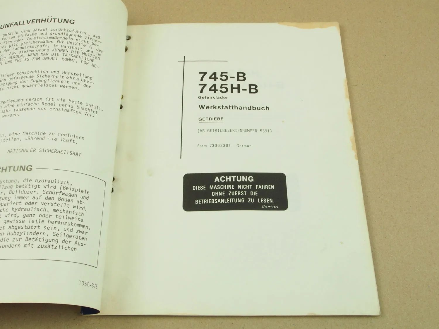 Fiat-Allis Fiatallis 745 H B HB Werkstatthandbuch Bremsen Druckluftanlage 1975