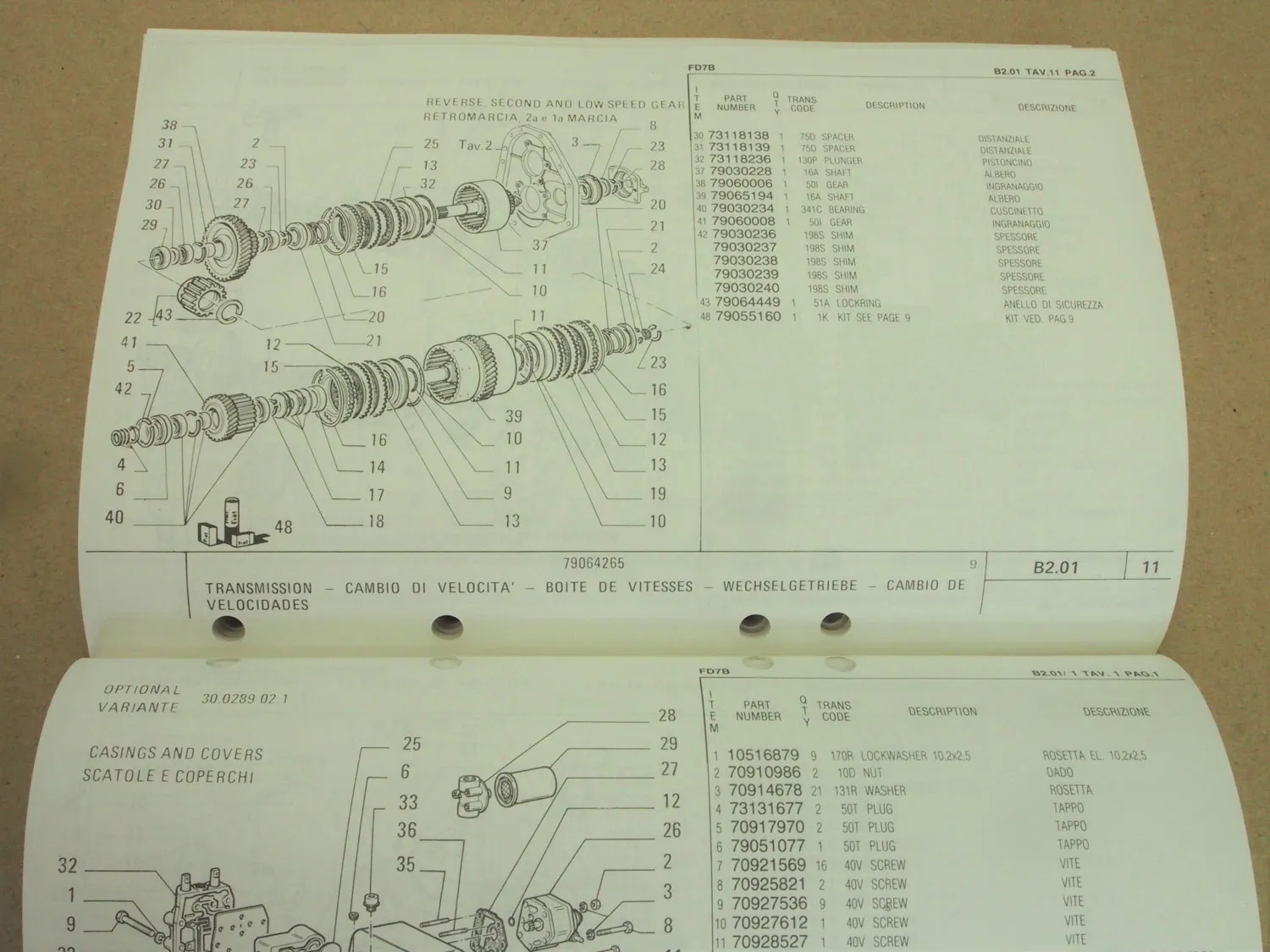 Fiat-Allis Fiatallis FD7B Dozer Ersatzteilliste Parts Catalog Parti ricambio 91
