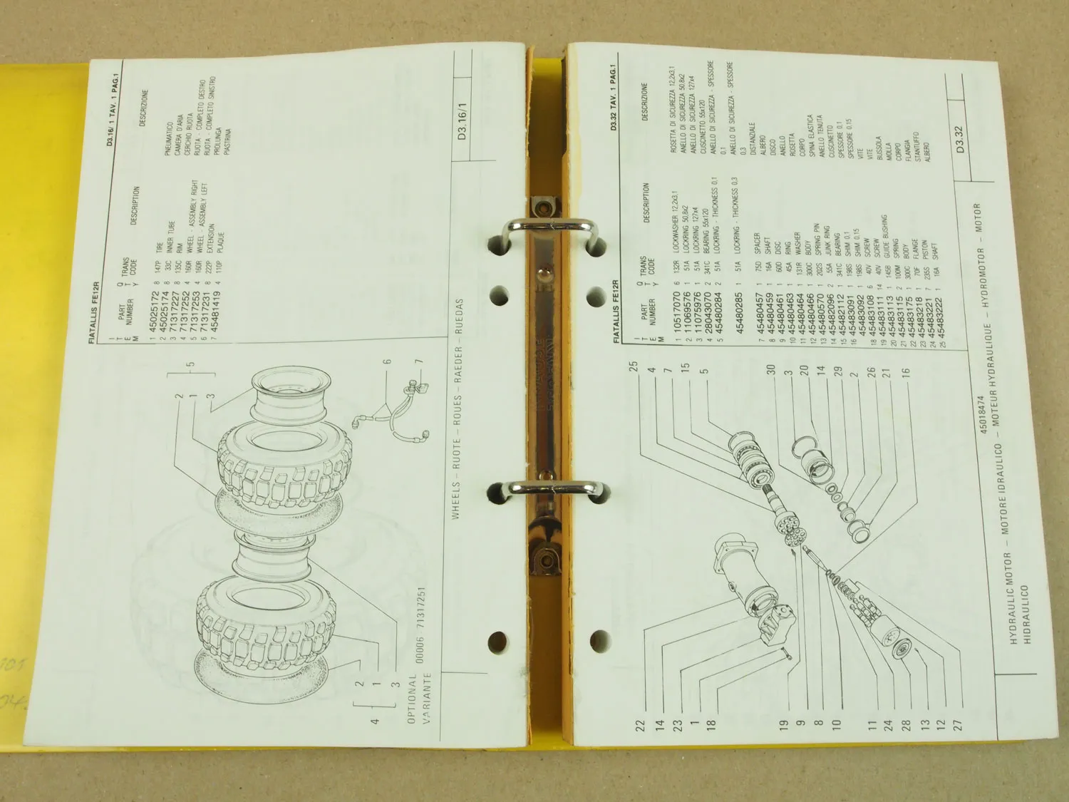 Fiat-Allis Fiatallis FE12R Mobilbagger Ersatzteilliste Parts List Parti ricambio