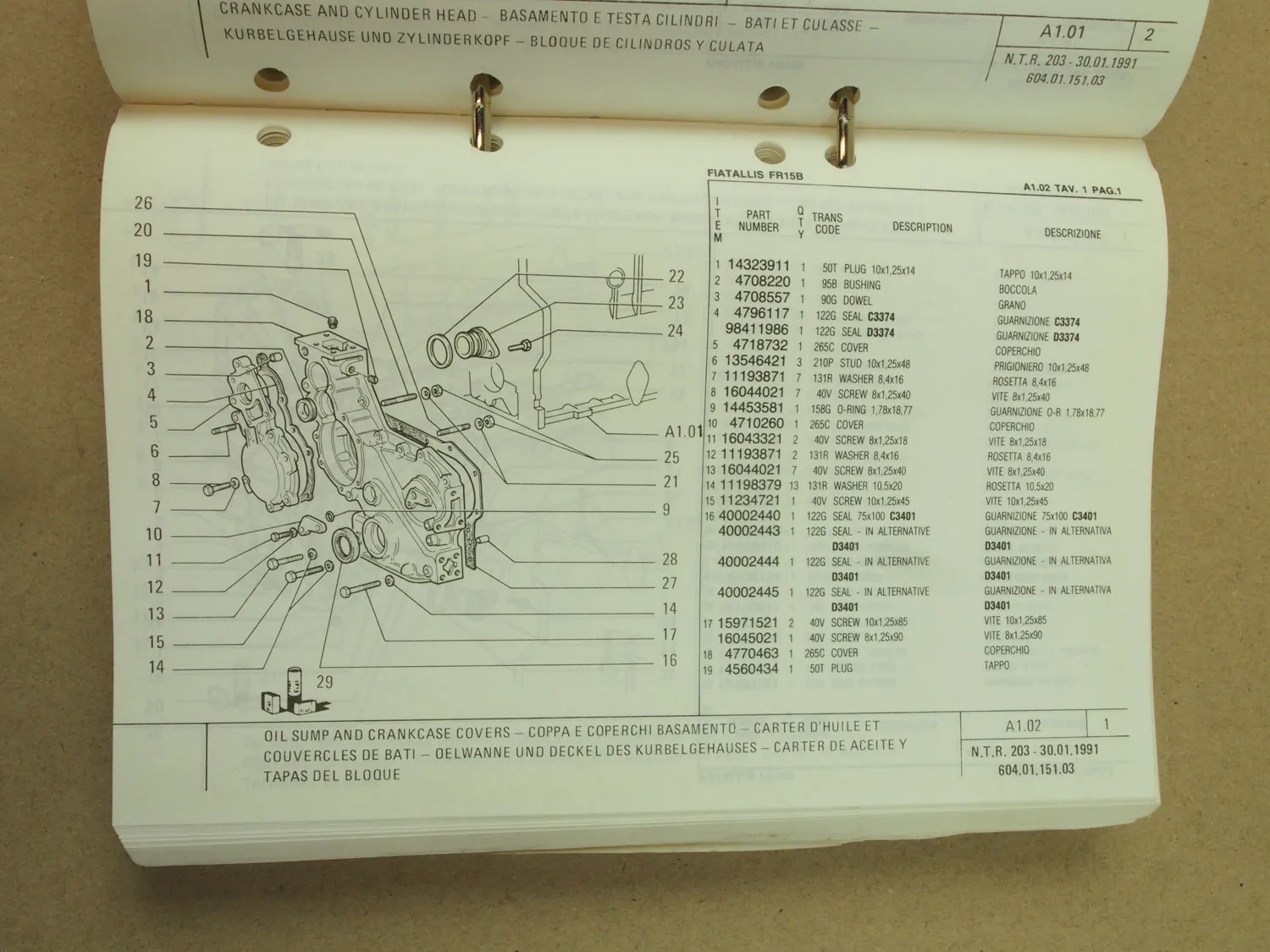 Fiat-Allis Fiatallis FR15B Lader Ersatzteilliste Parts Catalog Parti ricambio 91