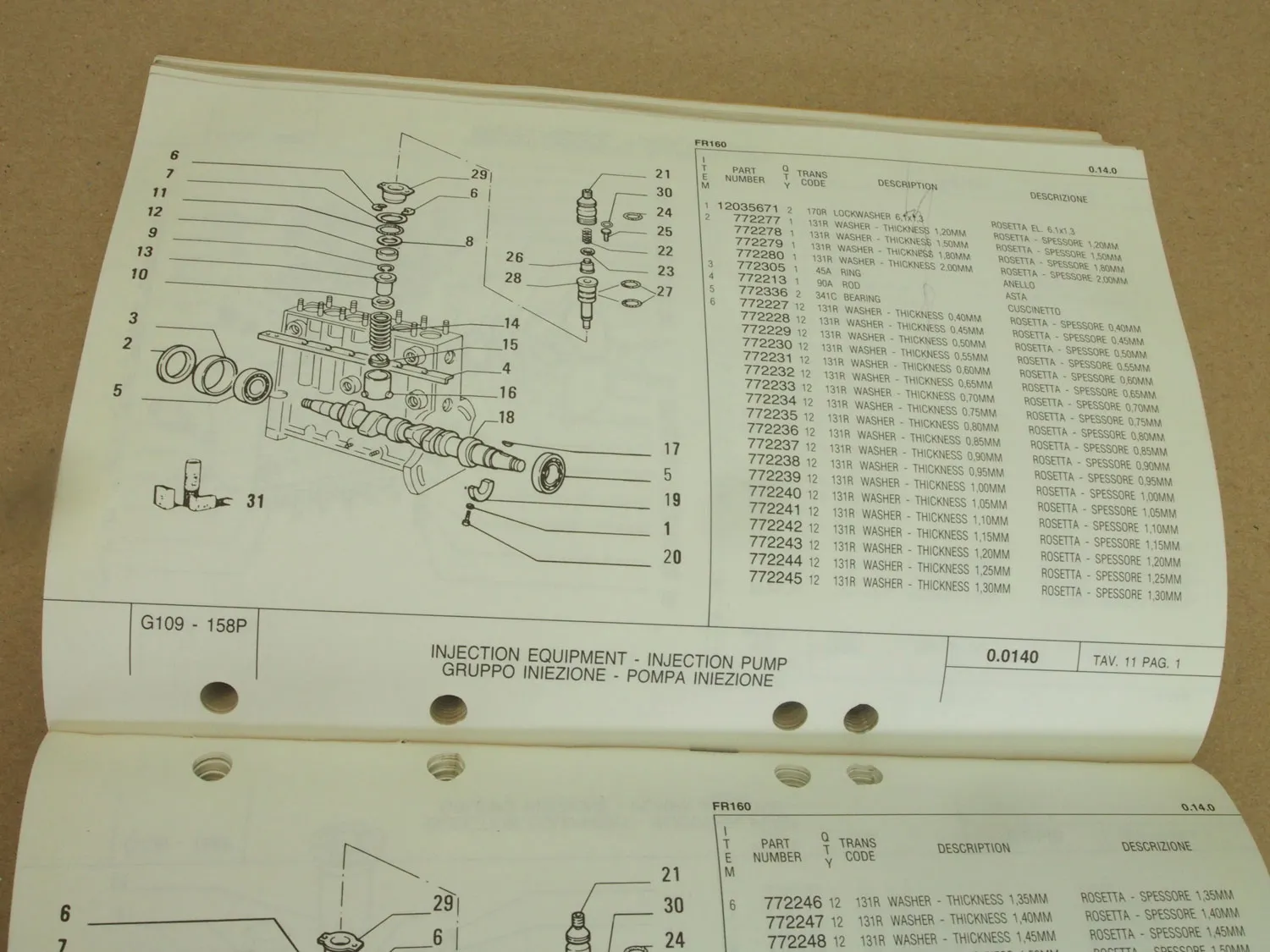 Fiat-Allis Fiatallis FR160 Schaufellader Ersatzteilliste Parts List 10/1990