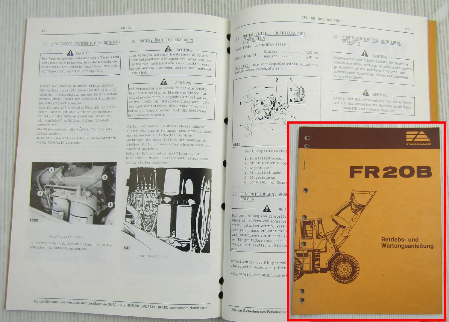Fiat-Allis Fiatallis FR20B Lader Bedienungsanleitung Werkstatthandbuch Hydraulik