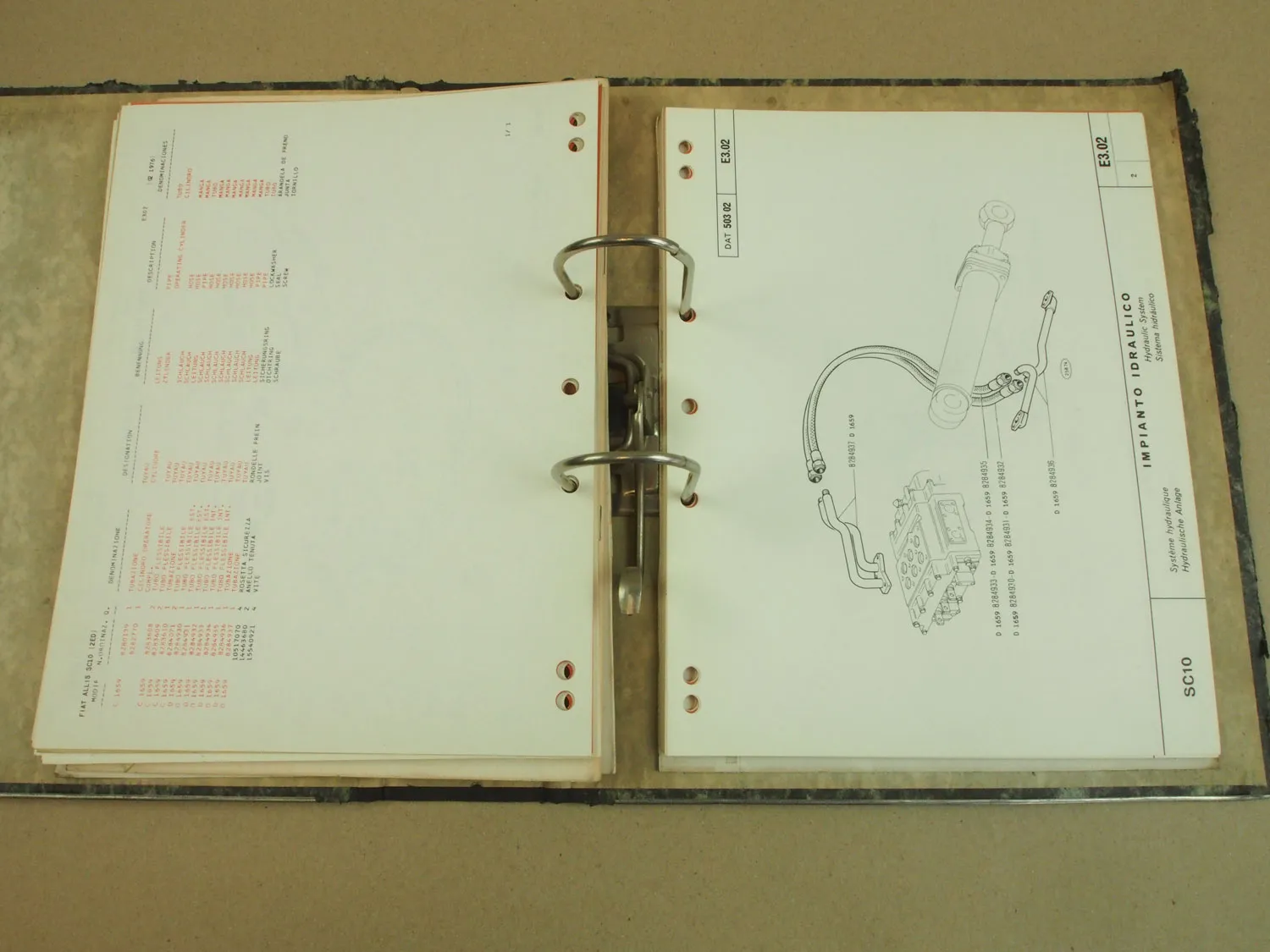 Fiat-Allis Fiatallis SC 4C 4D 7C 8C 9 10 12 14 Reißpflug Ersatzteilliste von 76