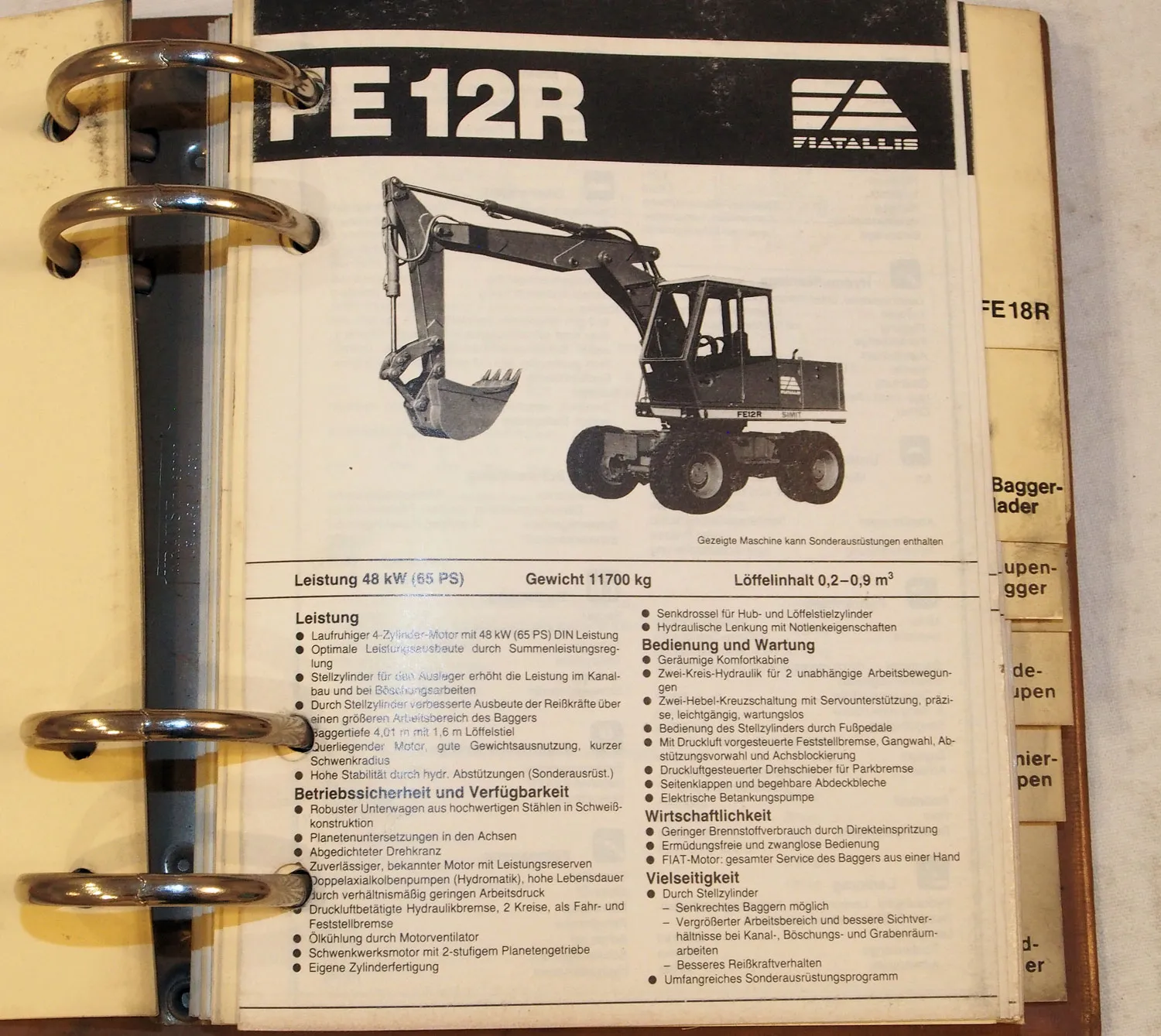 Fiat Allis Fiatallis Verkaufshandbuch Technische Daten Bagger Radlader Laderaupe