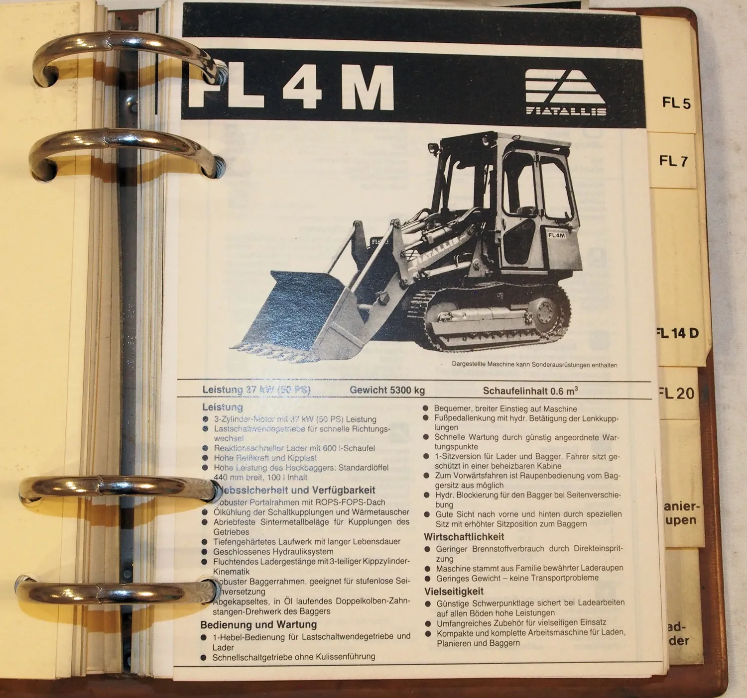Fiat Allis Fiatallis Verkaufshandbuch Technische Daten Bagger Radlader Laderaupe