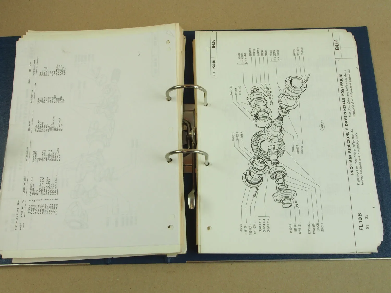 Fiat-Allis FL10B Lader Bedienung Betriebsanleitung Ersatzteilliste 1974/75