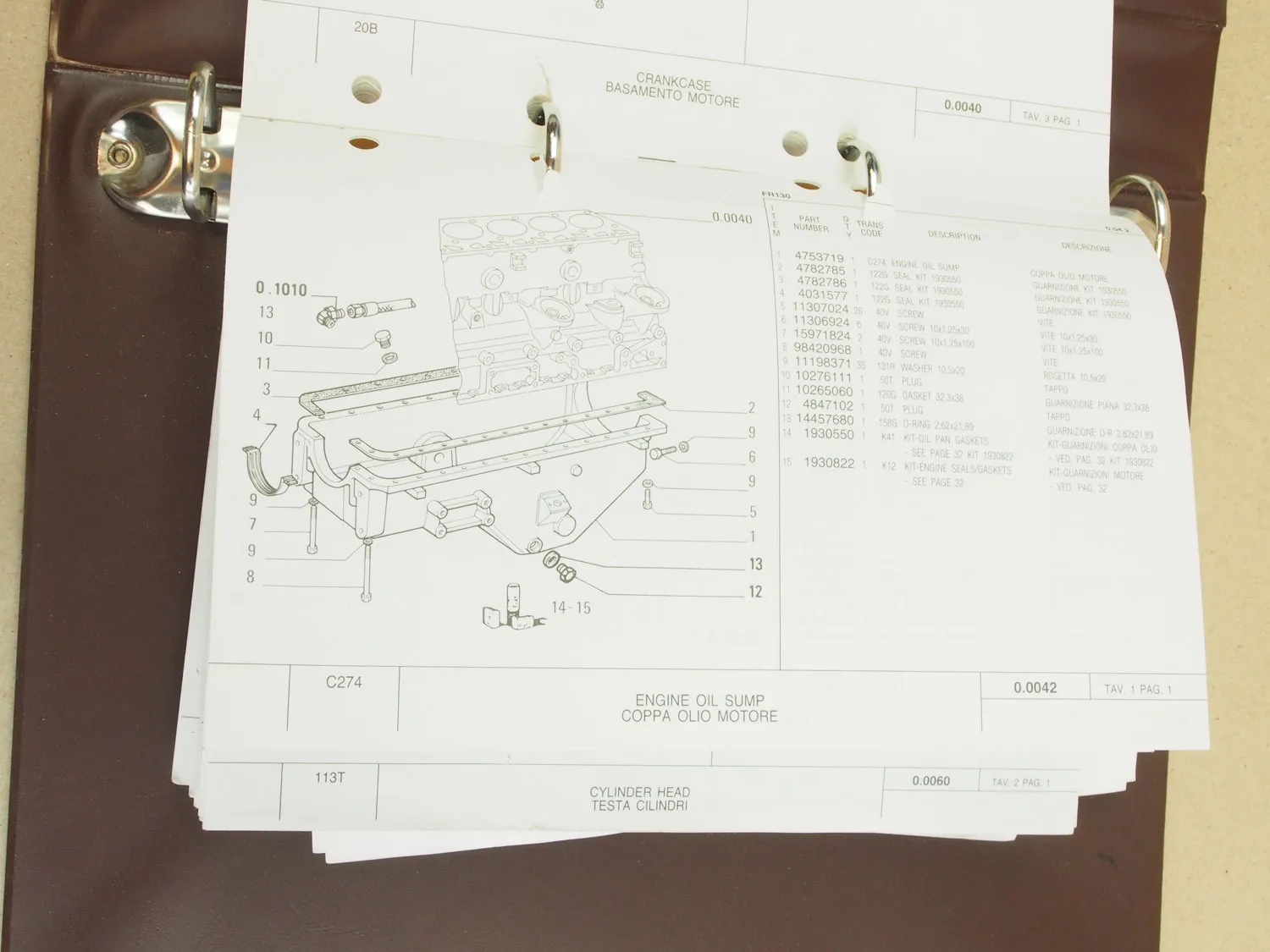 Fiat Allis FR130 Parts catalog Ersatzteilkatalog Catalogo parti di ricambio 92