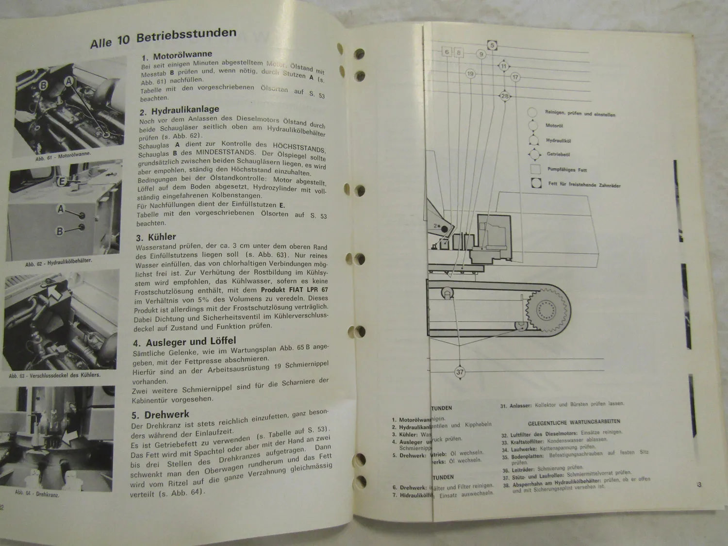 Fiat Allis SL11 Raupenbagger Betriebsanleitung Bedienung und Wartung 6/1978