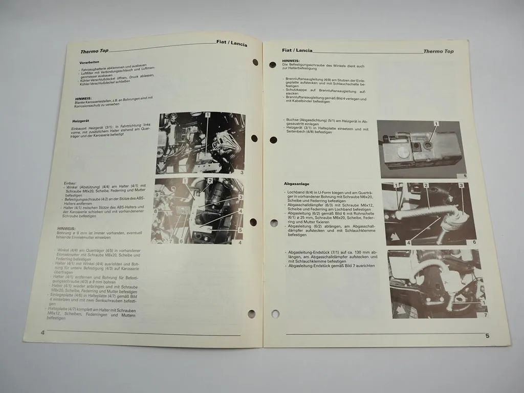Fiat Croma 154 Lancia Thema Y9 Einbauanleitung Webasto Thermo Top T BW50 Heizung