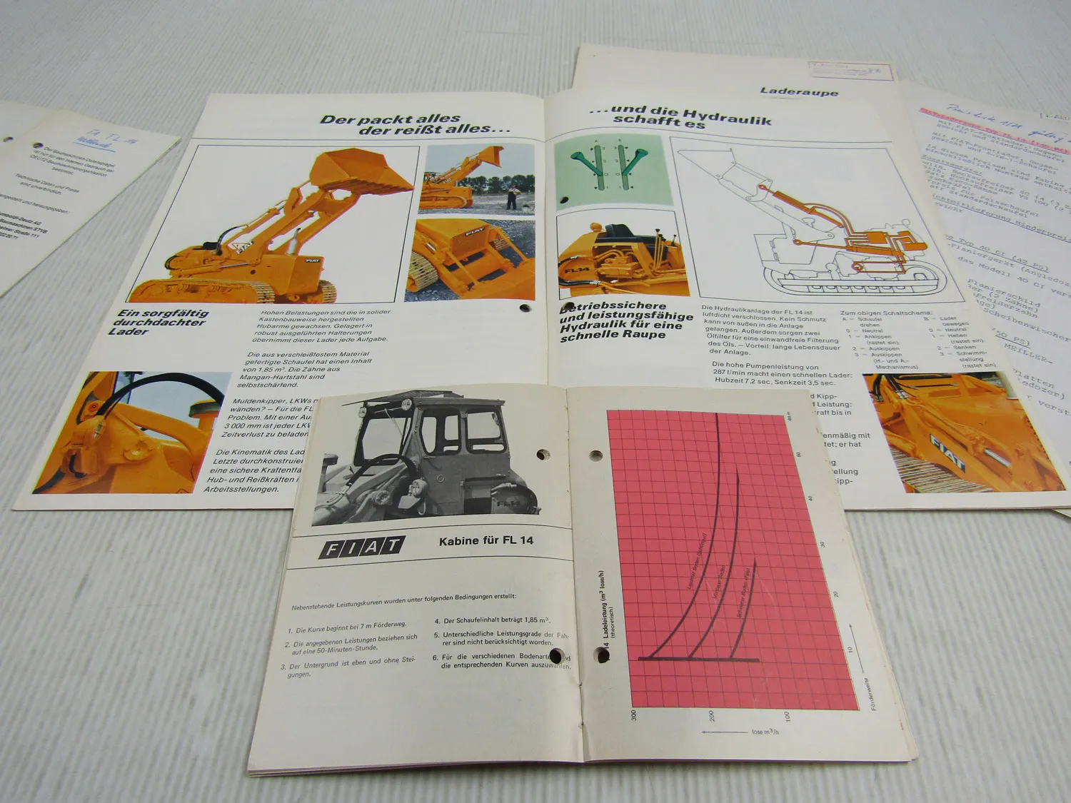 Fiat FL14 Laderaupe Prospekt Technische Merkmale Daten Preise 1970