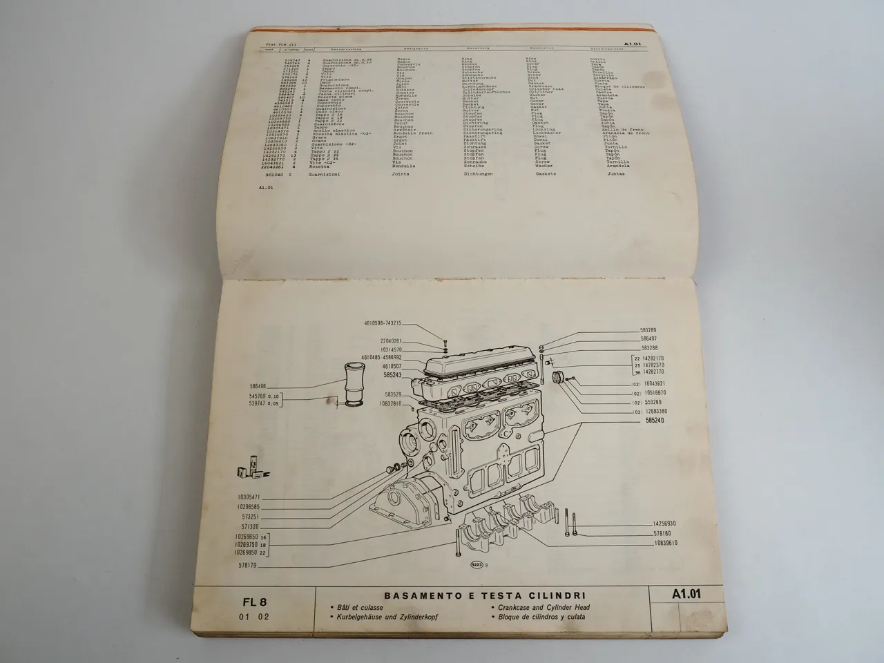 Fiat FL8 Ersatzteilkatalog Spare parts Catalog Catalogo Parti di Ricambio 1969