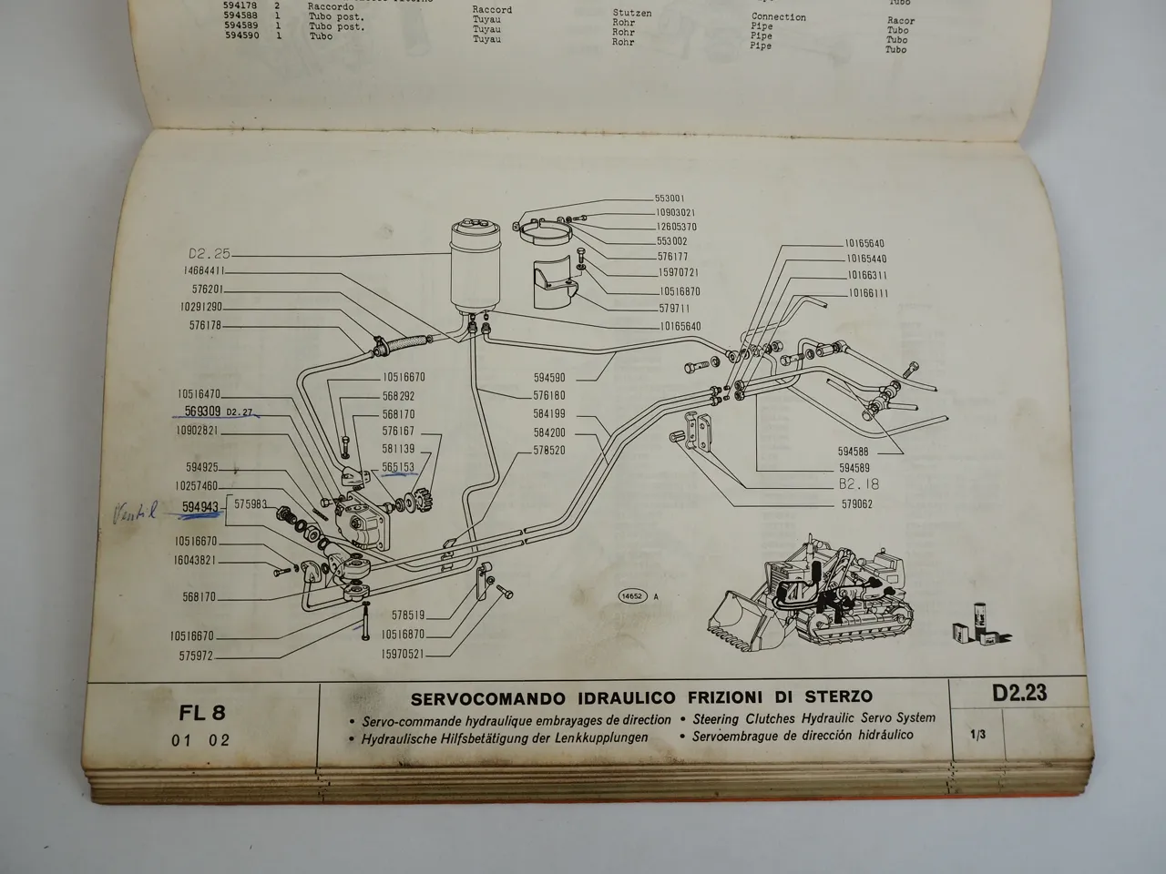 Fiat FL8 Ersatzteilkatalog Spare parts Catalog Catalogo Parti di Ricambio 1969