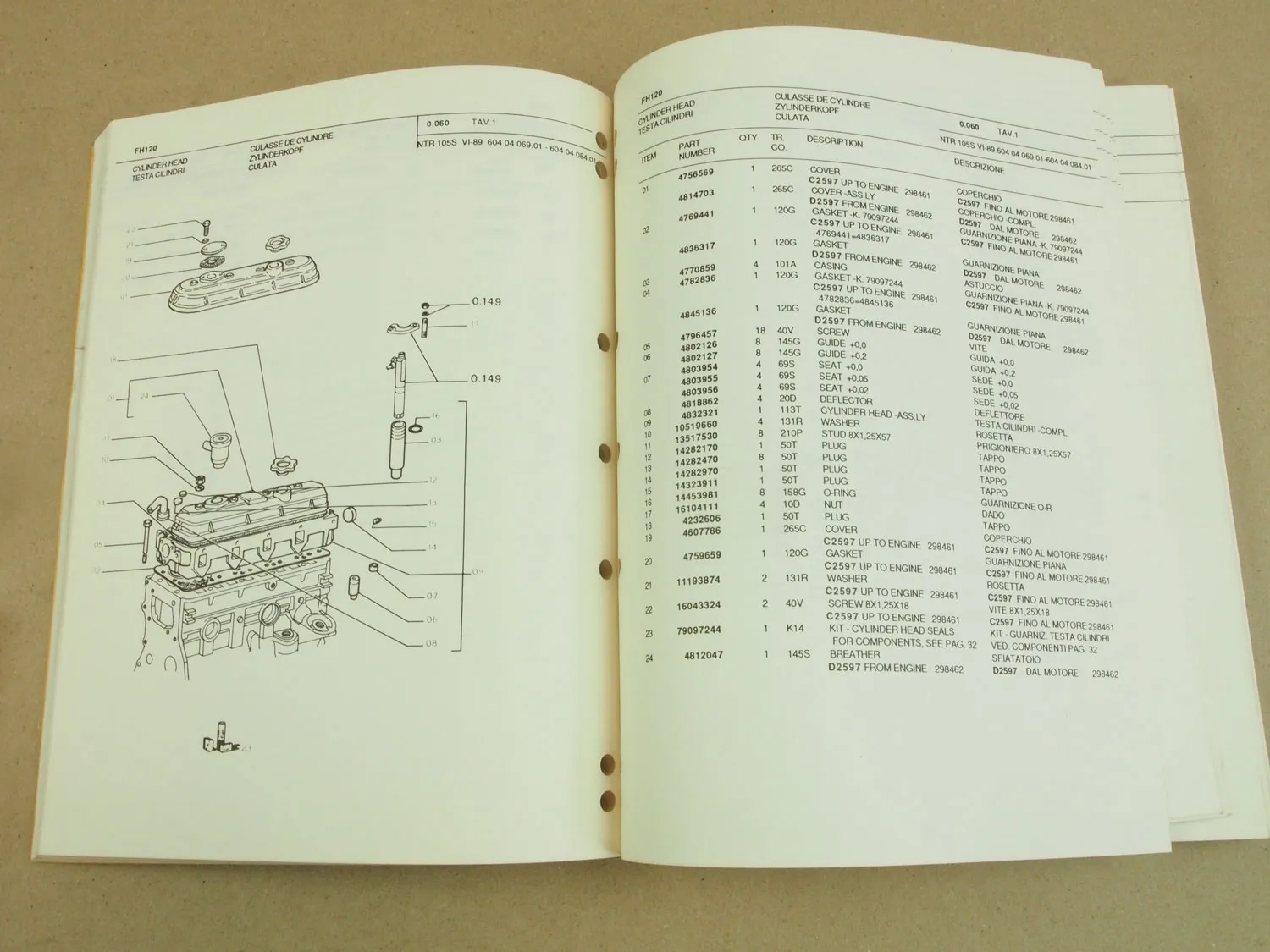 Fiat-Hitachi FH120 Bagger Parts List Parti ricambio Ersatzteilliste 1989 eng/ita