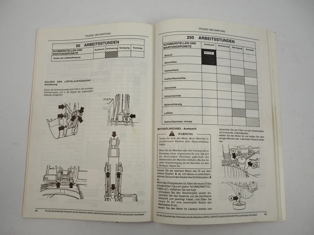 Fiat Hitachi FH270.3 Raupenbagger Betriebsanleitung Ersatzteilliste 1995
