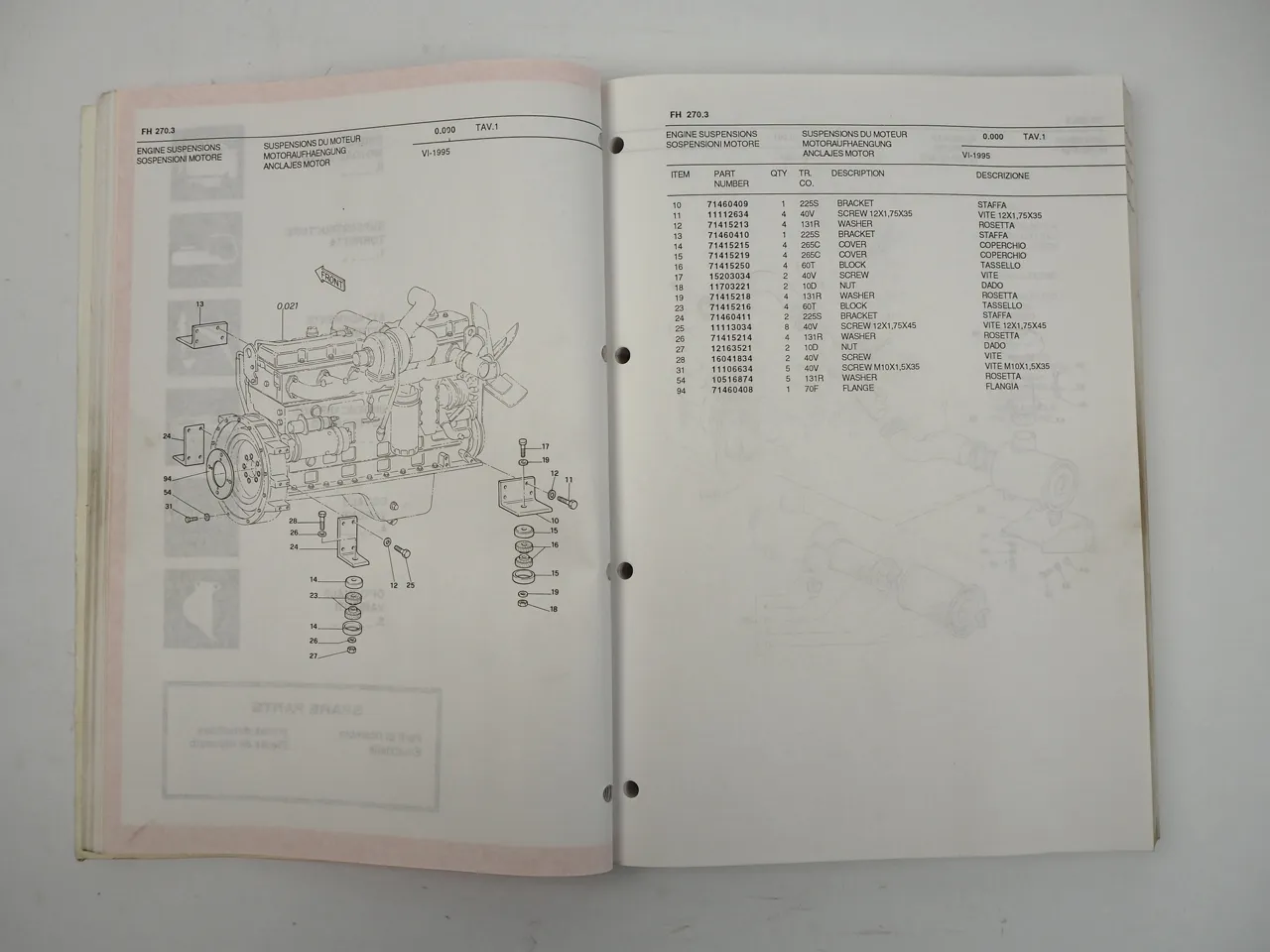 Fiat Hitachi FH270.3 Raupenbagger Betriebsanleitung Ersatzteilliste 1995