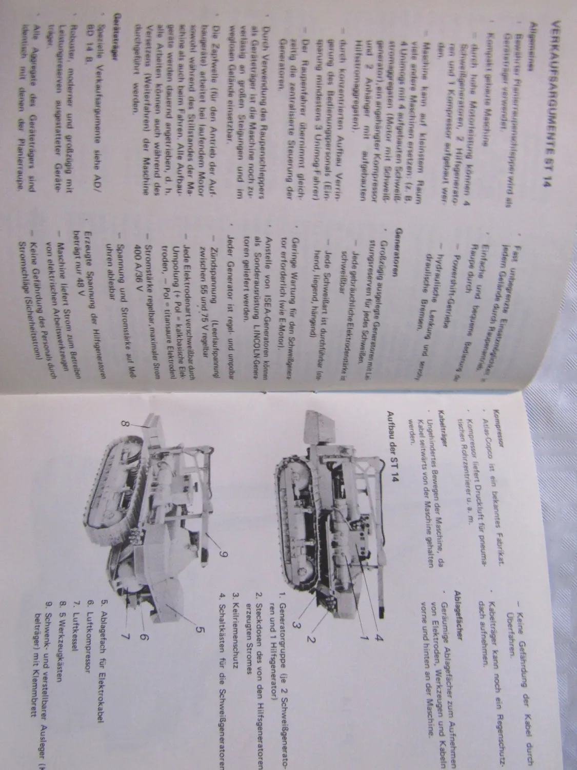 Fiat Moorraupen Maschinen für Pipeline-Bau Winden Verkaufsargumente Daten 1970