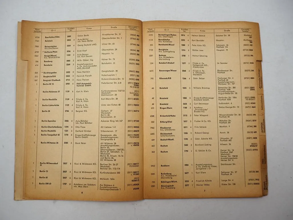 Fiat NSU Händlerverzeichnis Deutschland BRD 1963