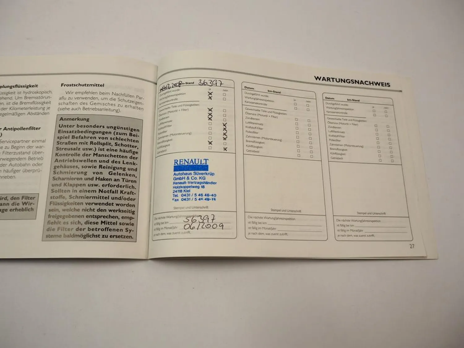 Fiat original Garantie und Serviceheft Juli 2007 mit 1 Eintragung sonst blanko