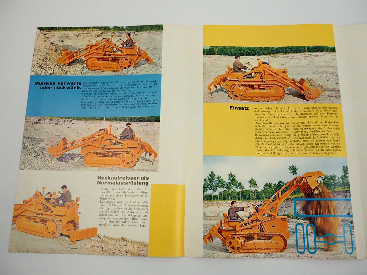 Fiat trattori FL4 Frontlader Ladeschlepper Laderaupe Prospekt 1962