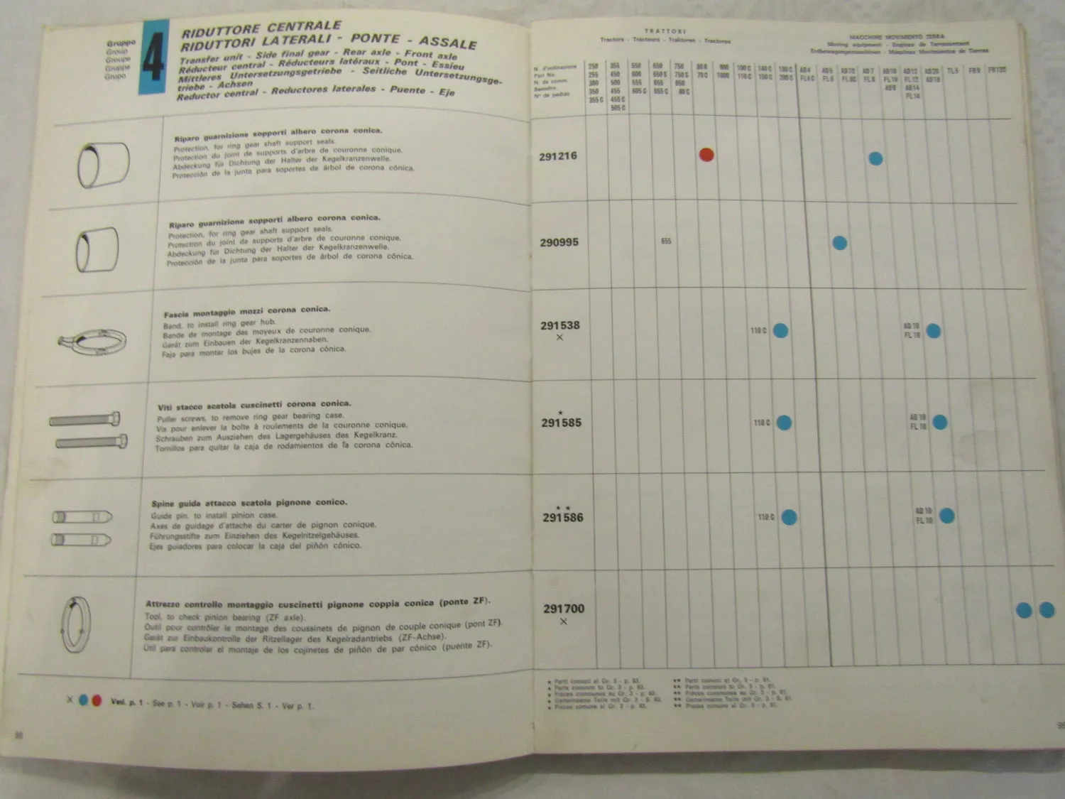 Fiat trattori Spezialwerkzeuge Katalog Special Tools Catalogue 10/1972