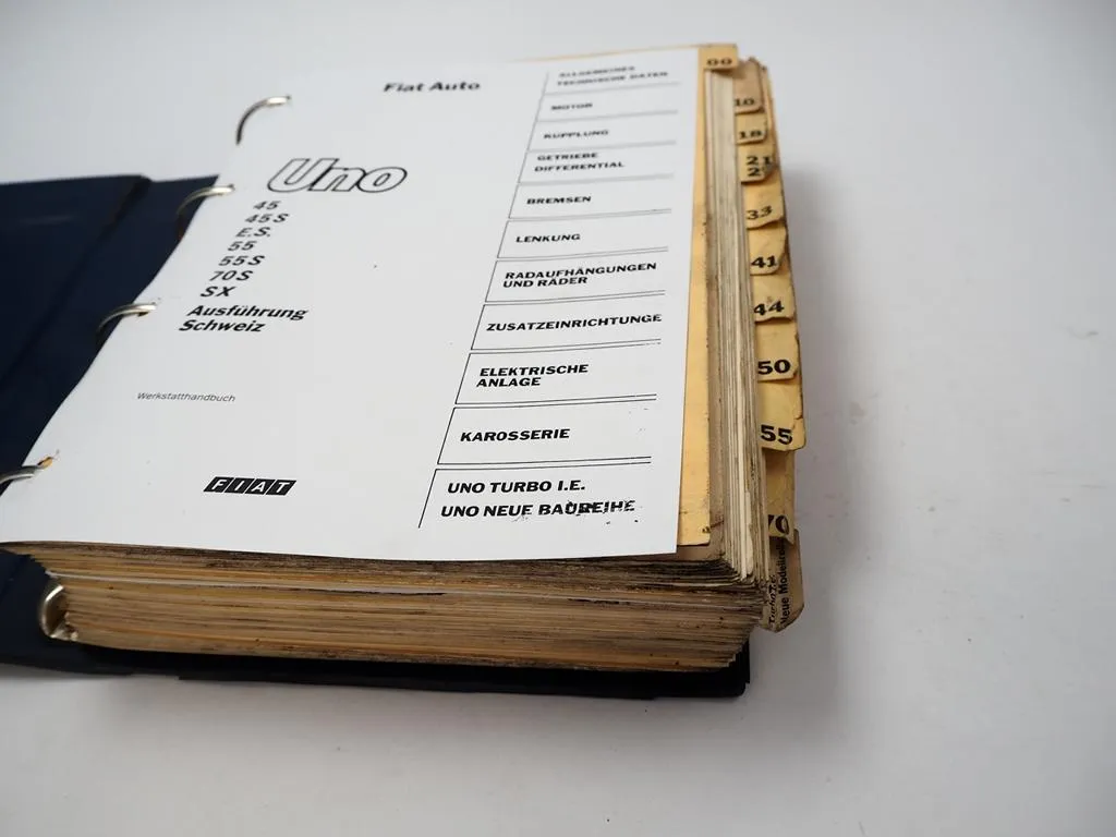 Fiat Uno 45 - 70S & 1.3 Turbo i.e. Werkstatthandbuch Reparaturanleitung 1986