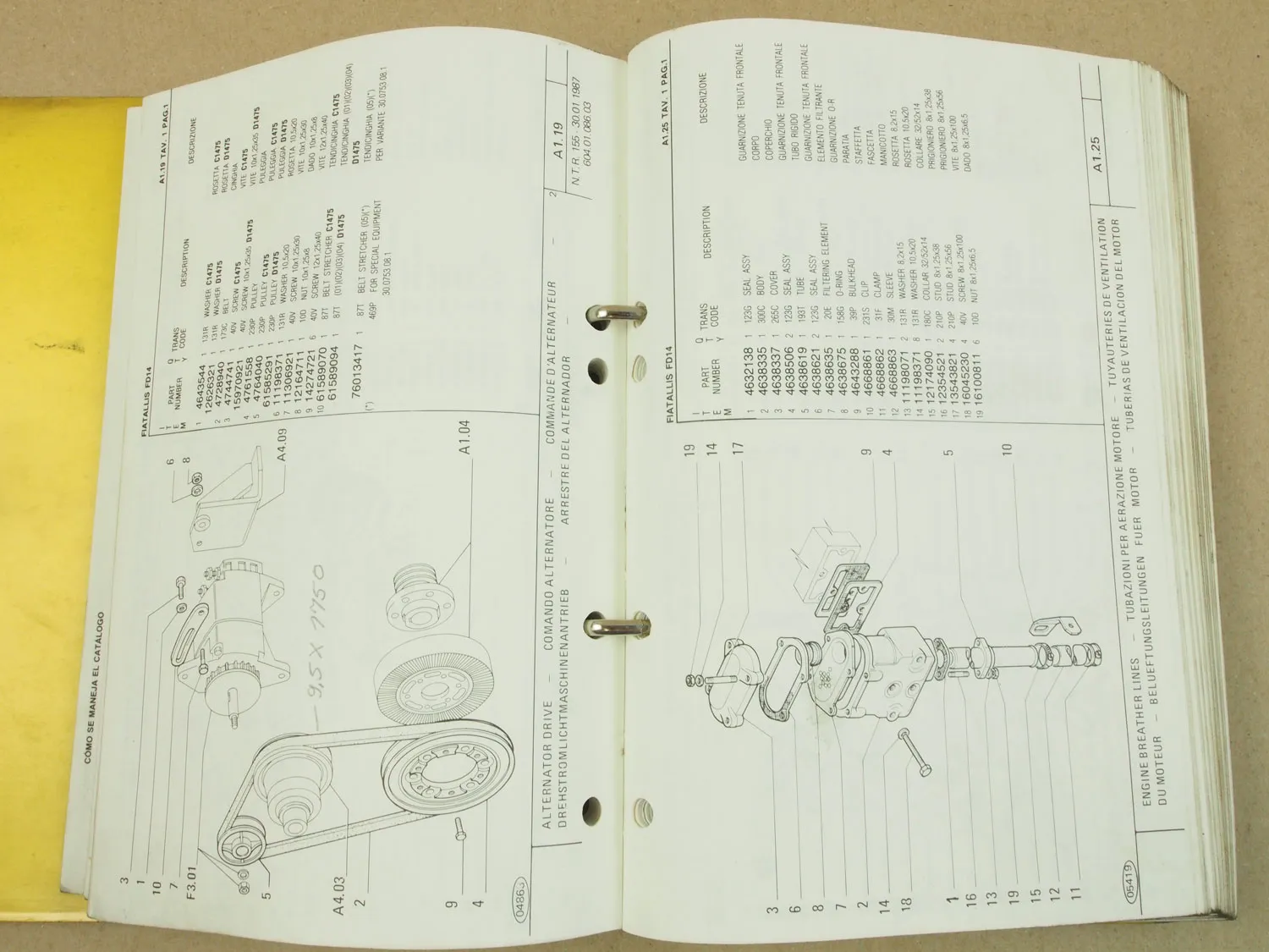 FiatAllis FD14 Bulldozer Ersatzteilliste Parts Catalog Parti ricambio 1987
