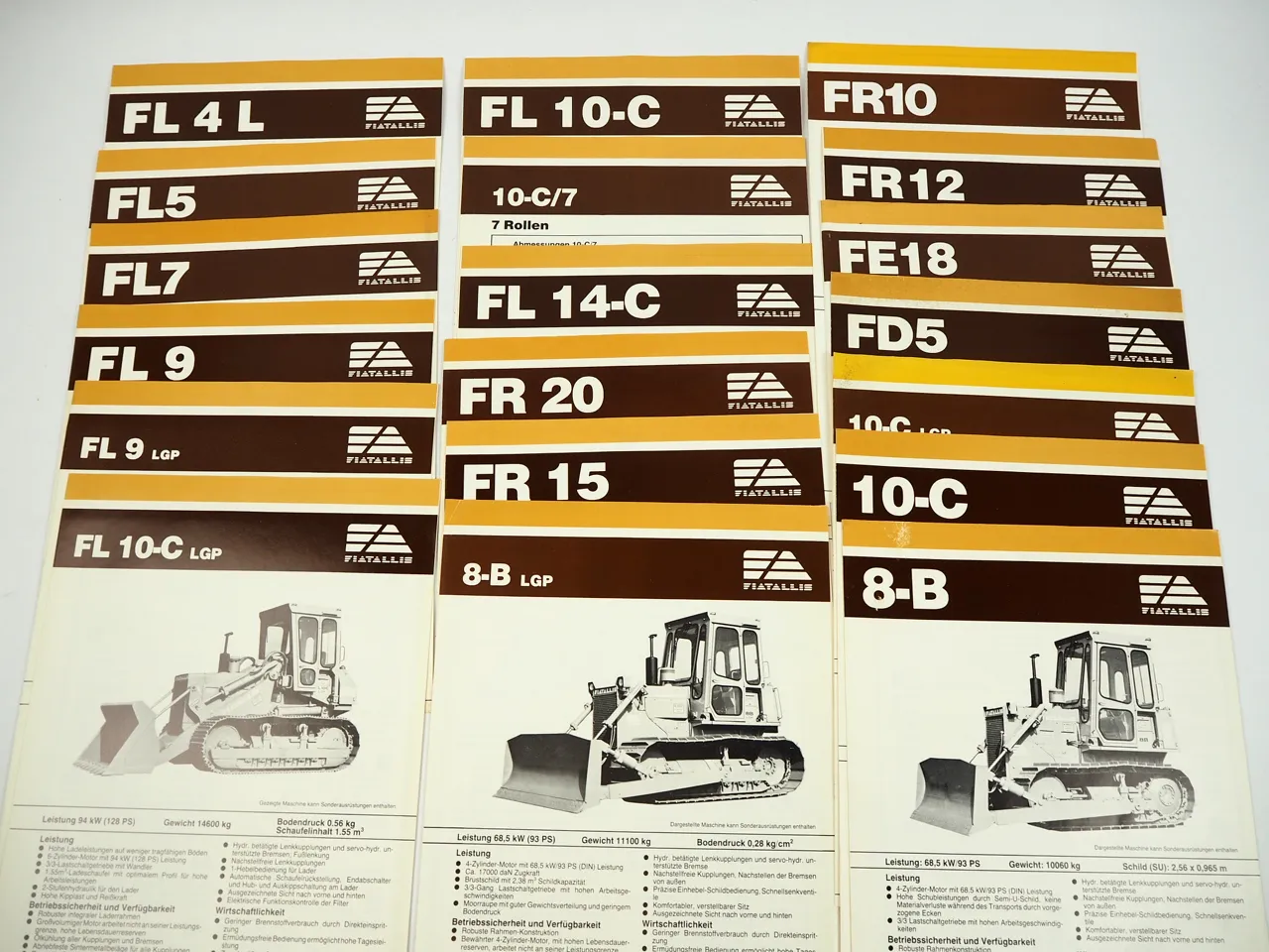 Fiat allis FL FR FD FE Raupenbagger Radlader 19x Prospekt 2x Zeitschrift 1982