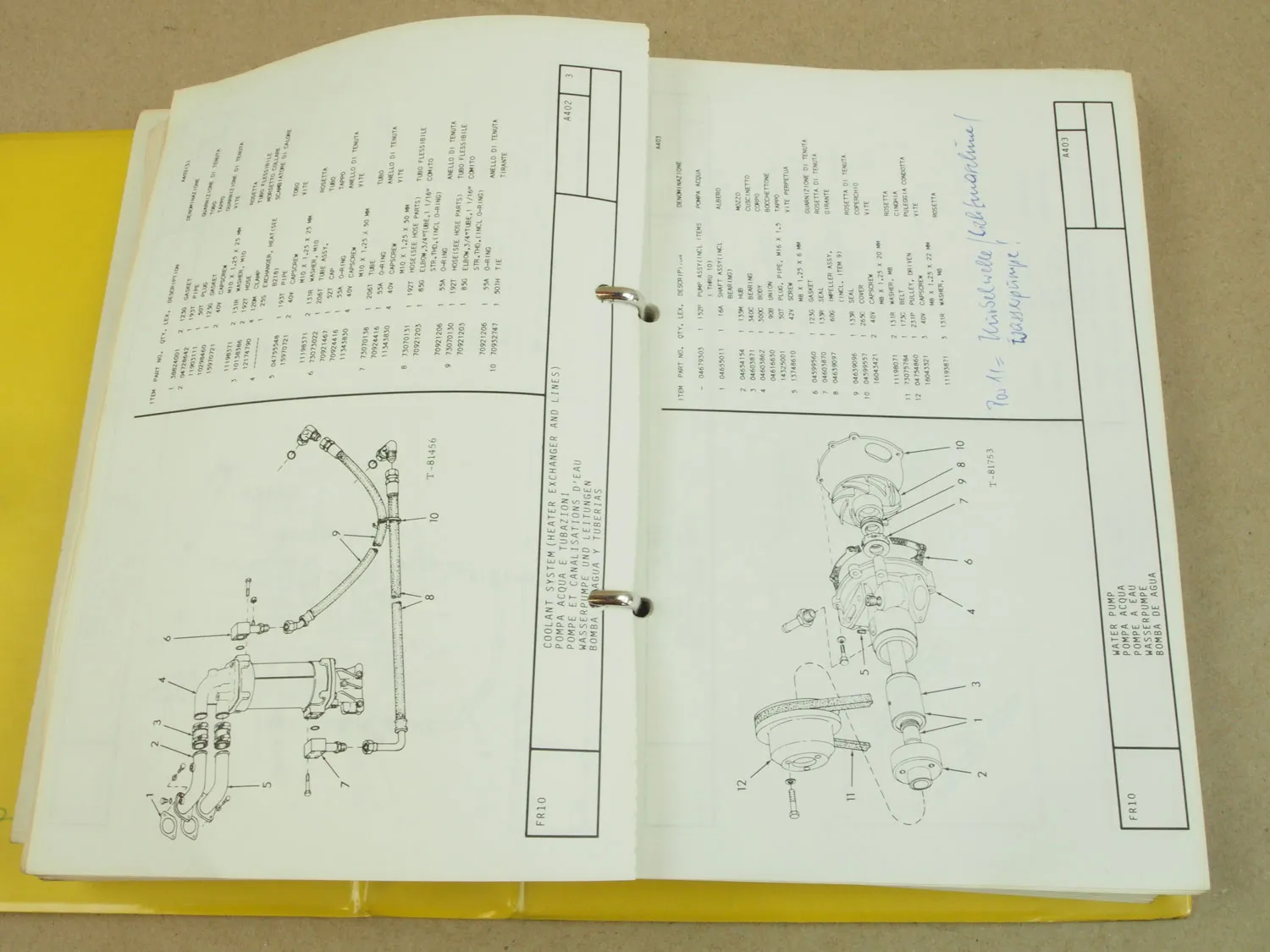 FiatAllis FR10 Lader Ersatzteilliste Parts Catalog Parti ricambio ca 1985