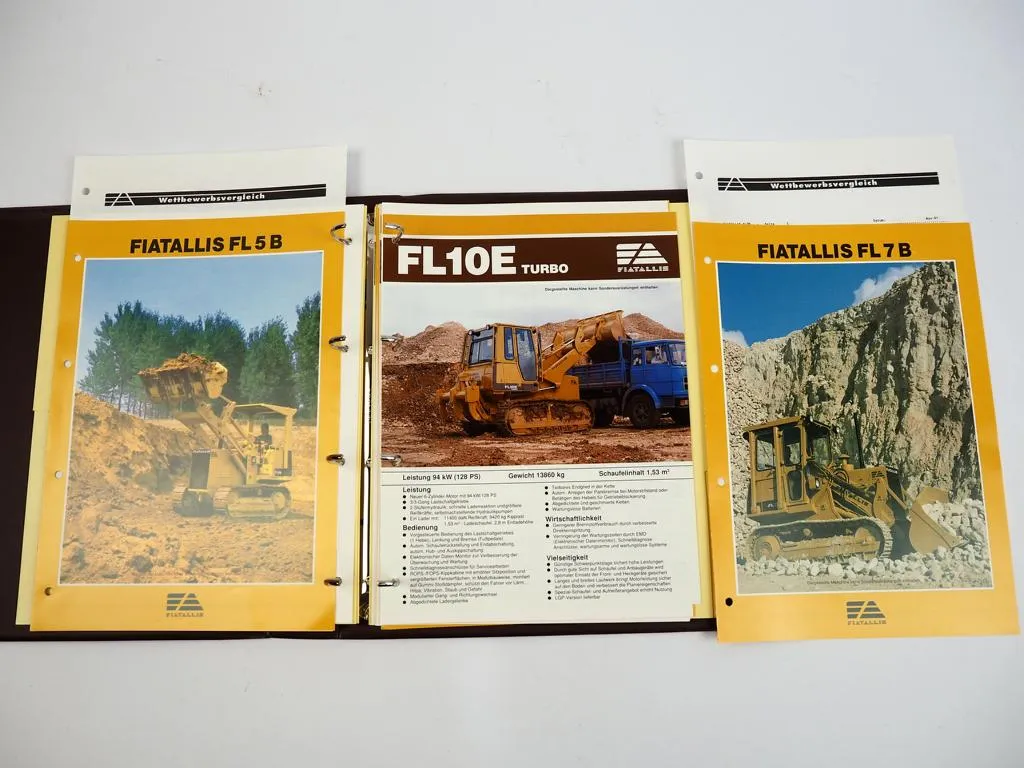 Fiatallis Laderaupen Planierraupen Prospektmappe mit 10 Prospekten 1991