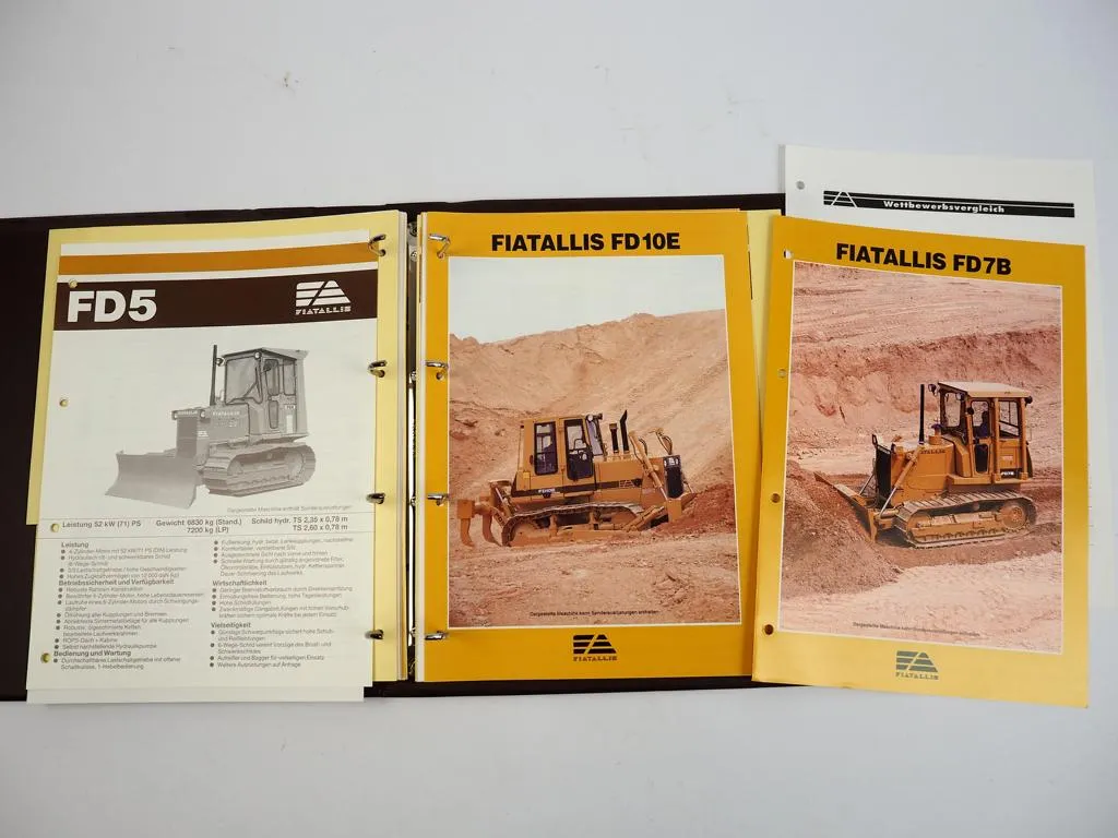 Fiatallis Laderaupen Planierraupen Prospektmappe mit 10 Prospekten 1991