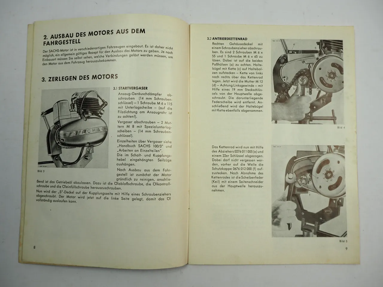 Fichtel Sachs 100 Dreigang 3-Gang Motor Werkstatthandbuch Reparaturanleitung