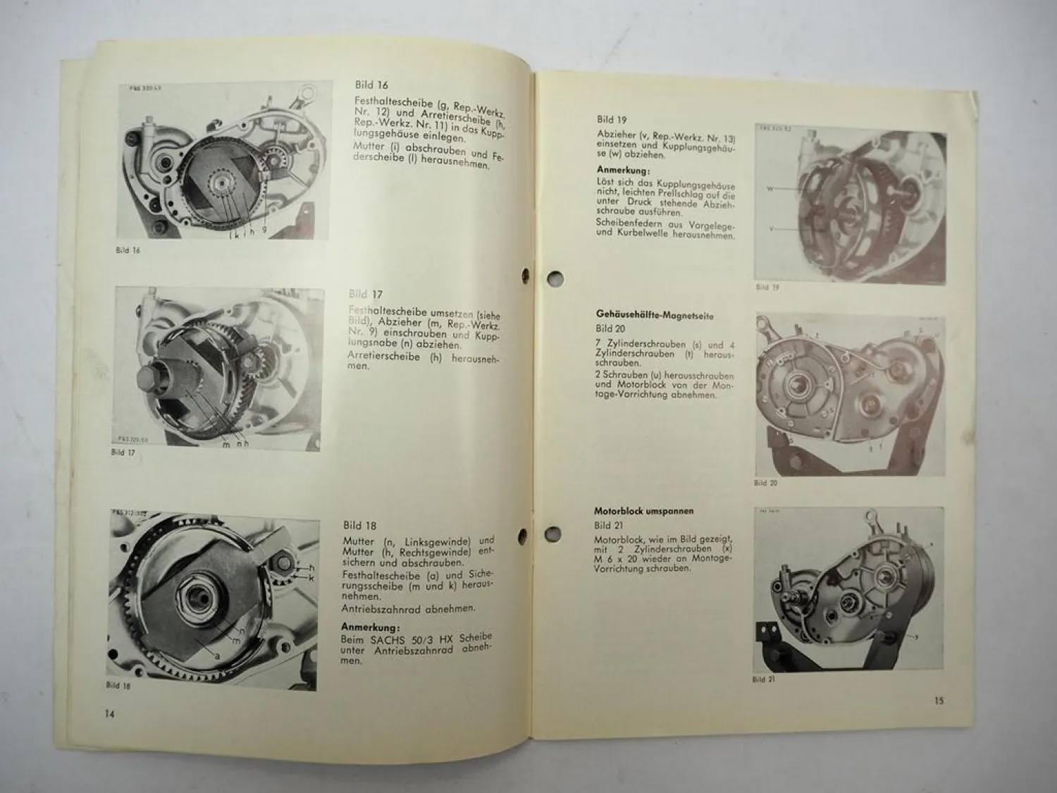 Fichtel & Sachs 50/3 MB HX LS MA MAK MK Motor Werkstatthandbuch Reparatur 1971