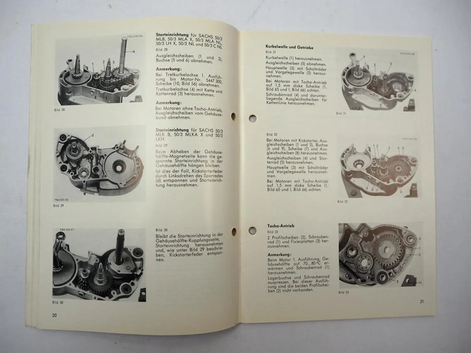 Fichtel & Sachs 50/3 ML MLA MLK LKH LH NL Motor Werkstatthandbuch Reparatur 1972