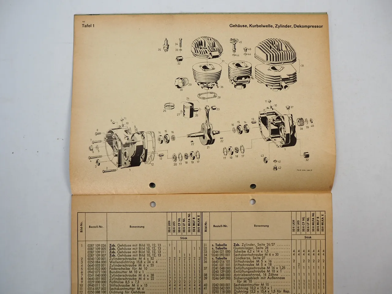 Fichtel Sachs 50/4 LKH LKS CFNL LF NL MLFA MLFB MLKAX Motor Ersatzteilliste 1973