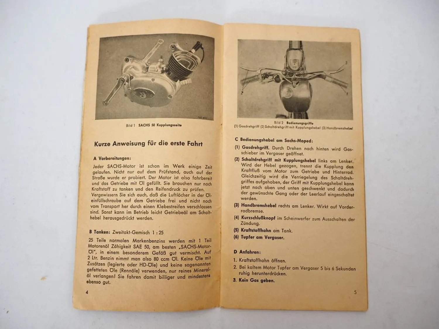 Fichtel & Sachs 50 Motor Betriebsanleitung Wartung 1955 z.B. für DKW