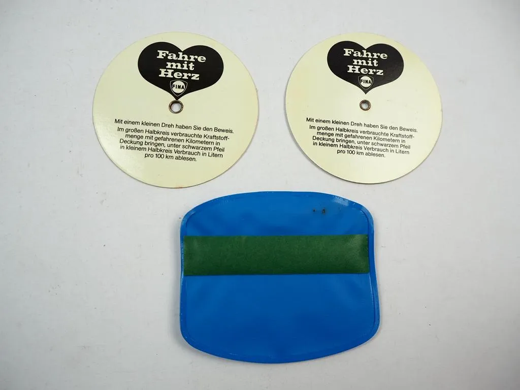 Fina Öl Tankstelle Werbung Schreibblock Drehscheibe Kraftstoffverbrauch 1970/80