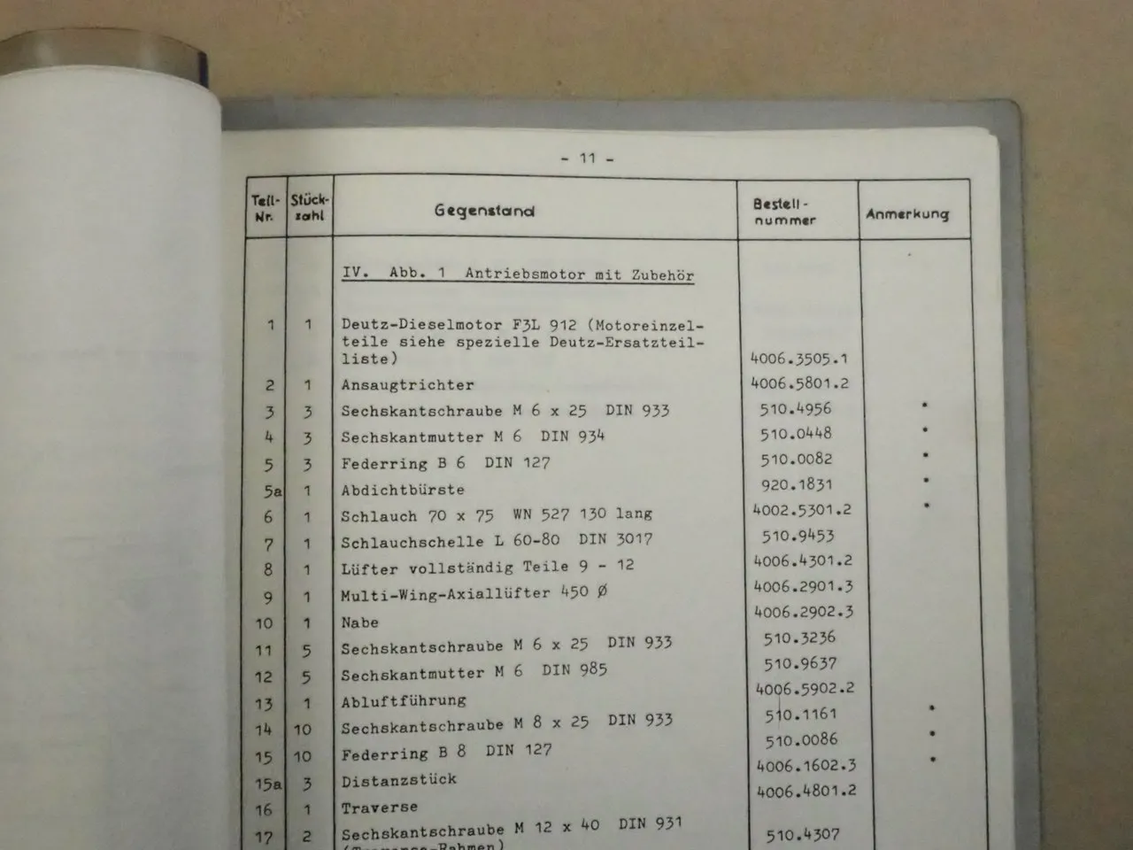 Flottmann Rotoflott 125 Kompressor Ersatzteilliste