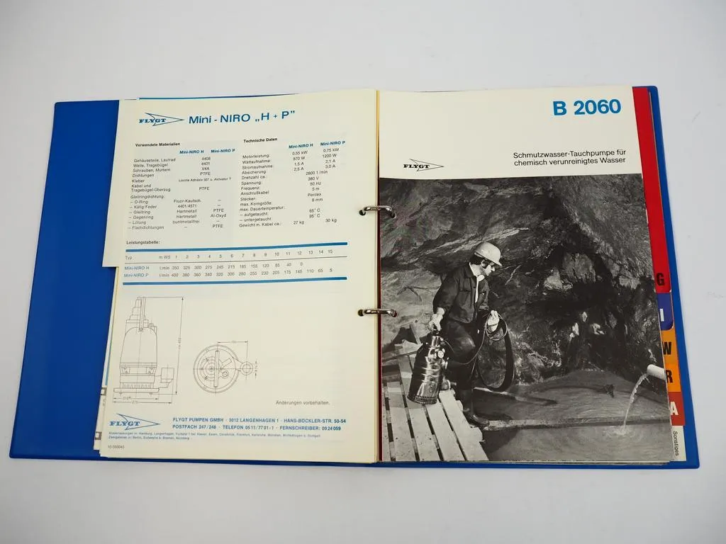 Flygt Pumpen Tauchpumpen Lieferprogramm Prospekte 1970er Jahre
