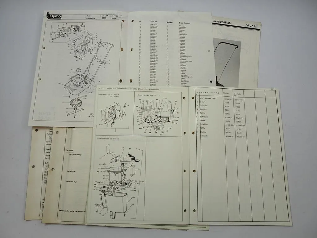 Flymo Rasenmäher Ersatzteilliste Technische Mitteilungen 1976