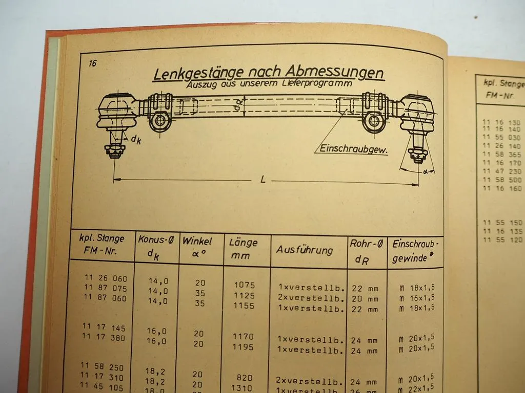 FM Fritz Mang Lenkgestänge Kugelgelenke PKW LKW Traktor Ersatzteilliste 1967