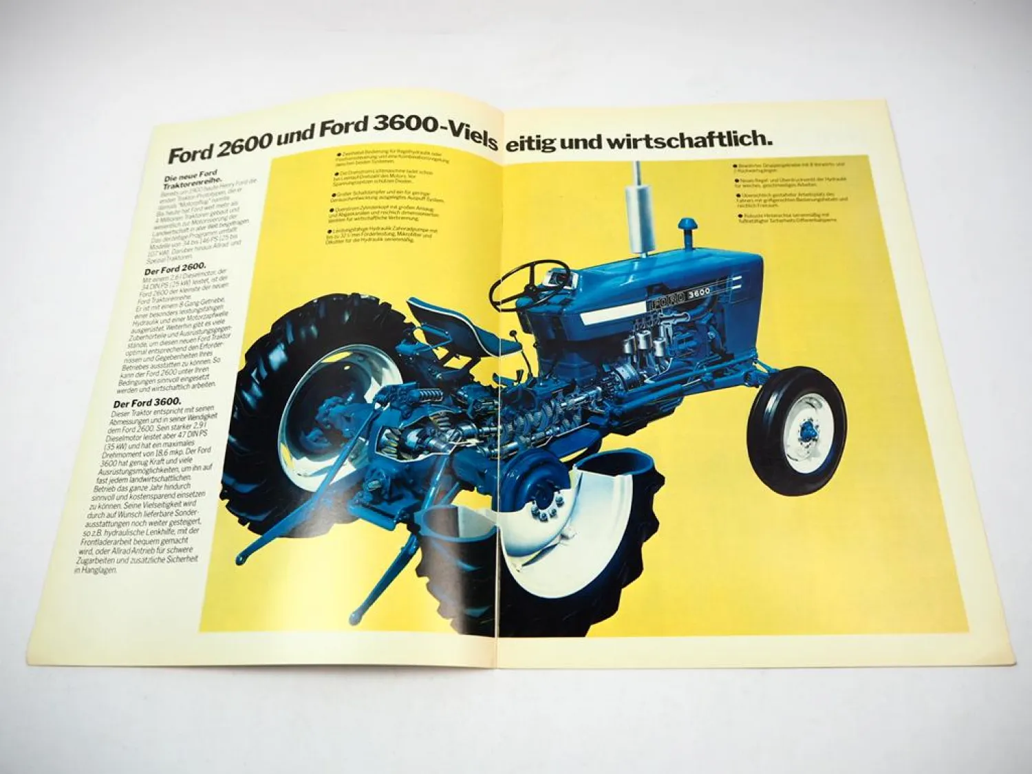 Ford 2600 3600 Traktor Prospekt Technische Daten Beschreibung 12/1977