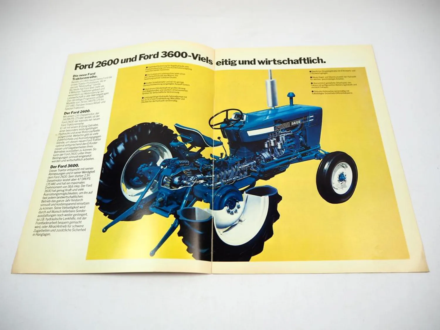Ford 2600 3600 Traktor Prospekt Technische Daten Beschreibung 12/1977